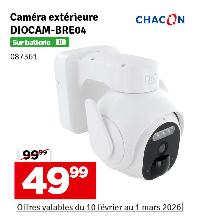 Caméra Wi-Fi extérieure rotative sur batterie CHACON